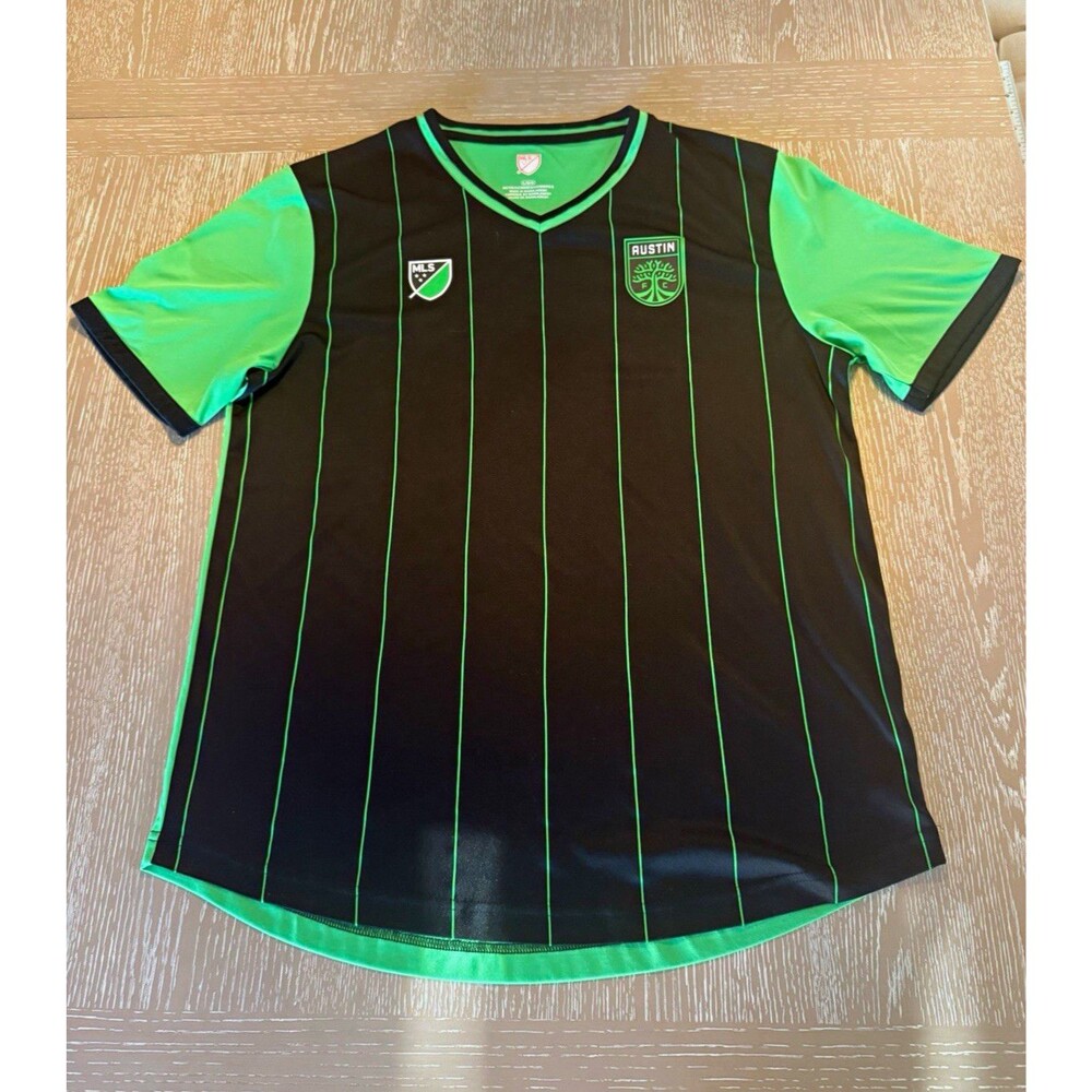 Austin FC MLS Soccer Jersey Men's Size L/G Black Green Short Sleeve